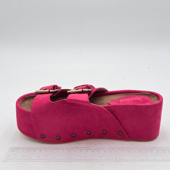 Women’s Pink Open Toe backless Espadrille Casual Flatform Platform Wedge Sandals - Picture 2 of 7